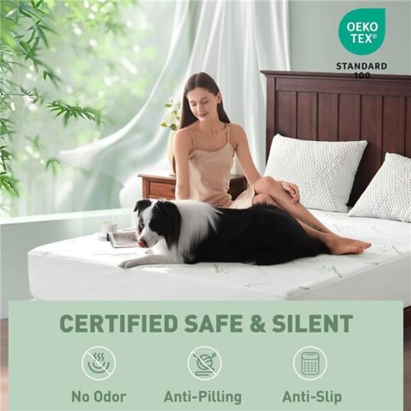 Cooling Queen Mattress Protector-100% Waterproof & Noiseless Rayon Fiber - Picture 2 of 7